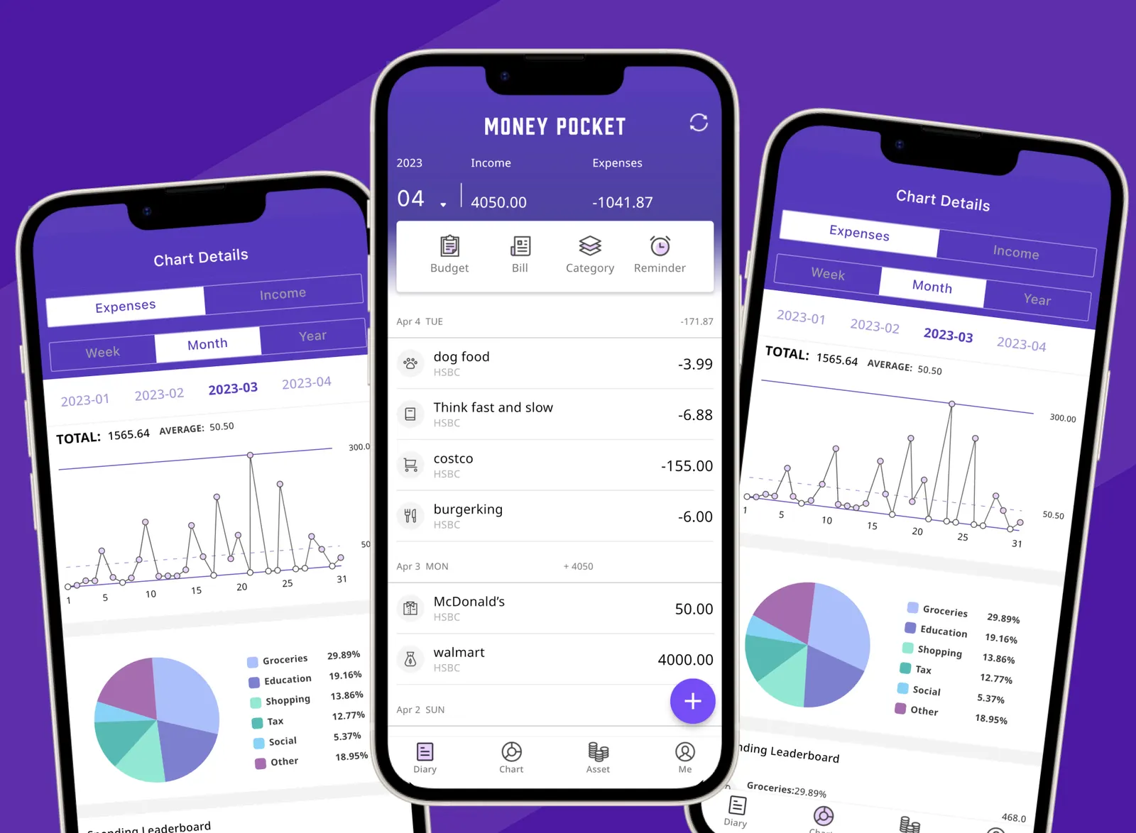 MoneyPocket finance app screens built by Botmer